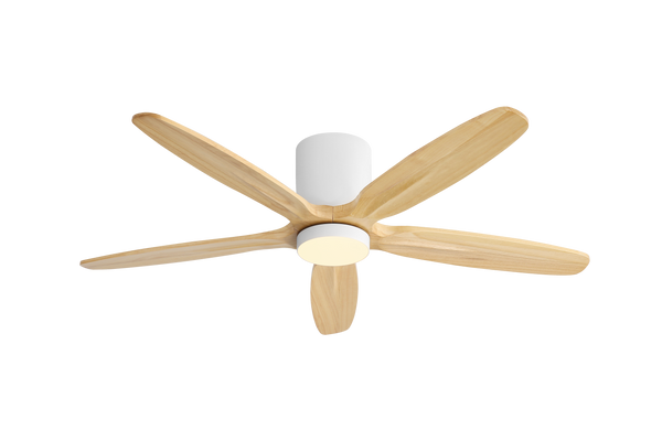Auralis | 54" Flush Mount Wood 5 Blades Ceiling Fan with Light