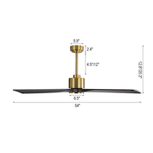 Load image into Gallery viewer, Wingbo Flying-MS DC Ceiling Fan without Lights, 4 Carved Solid Wood Blades,Brass &amp; Black
