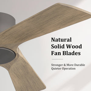 SkyLume | 42" Flush Mount Wood 3 Blades Ceiling Fan