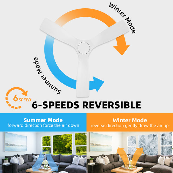 Calmo | 48’’ Flush Mount Wood Blades Ceiling Fan
