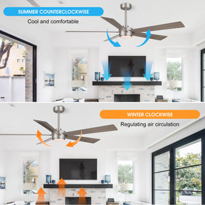 LumiWood | 64" Wood Blades Ceiling Fan with Light