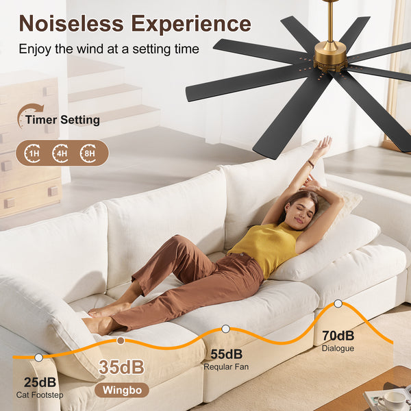 Climora | 64’’ Wood Blades Ceiling Fan