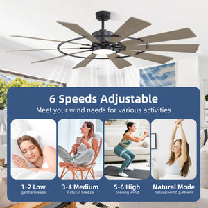 GearBloom | 84" Wood Blades Ceiling Fan with Light