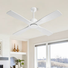 Load image into Gallery viewer, Wingbo Flying-MS DC Ceiling Fan without Lights, 4 Carved Solid Wood Blades,White
