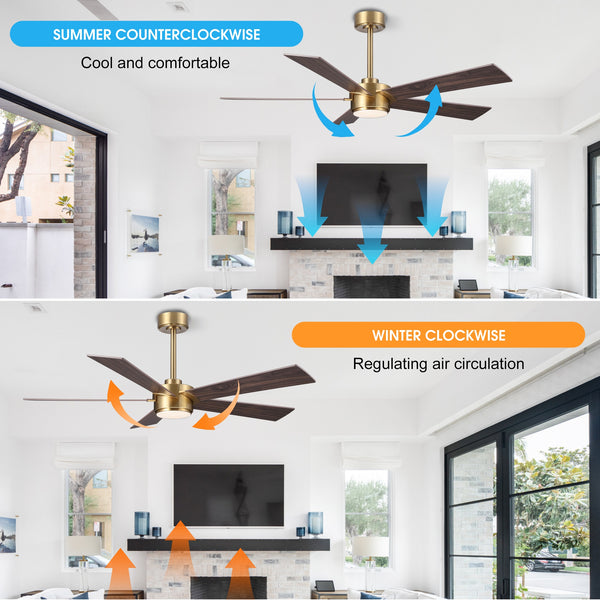 LumiWood | 54" Wood Blades Ceiling Fan with Light