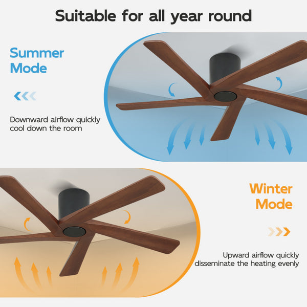HaloAir | 48" Flush Mount Wood Blades Ceiling Fan