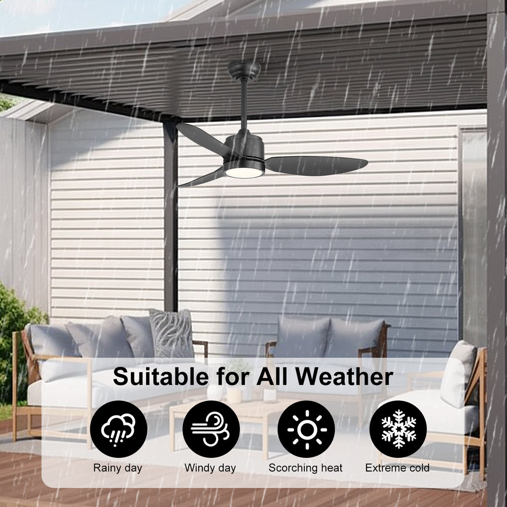 Flowara | 42" 3 Blades Waterproof Ceiling Fan with Light