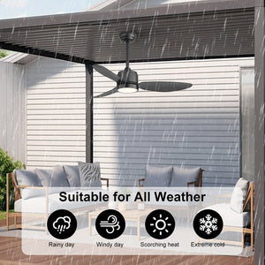 Flowara | 42" 3 Blades Waterproof Ceiling Fan with Light