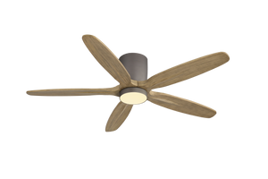 Auralis | 54" Flush Mount Wood 5 Blades Ceiling Fan with Light