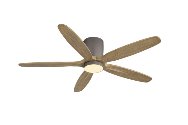 Auralis | 54" Flush Mount Wood 5 Blades Ceiling Fan with Light