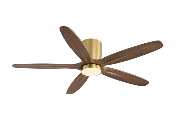 Auralis | 54" Flush Mount Wood 5 Blades Ceiling Fan with Light