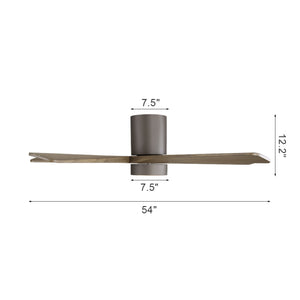 HaloAir | 54" Flush Mount Wood Blades Ceiling Fan With Light