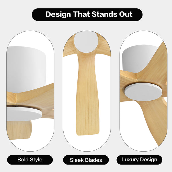 Serenity Air | 54" Flush Mount Wood 5 Blades Ceiling Fan