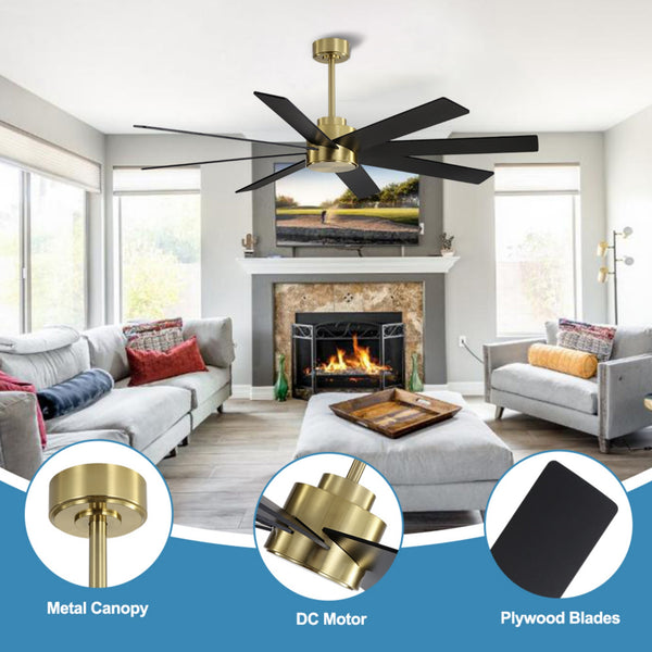 AeroFlow | 60" Wood Blades Ceiling Fan