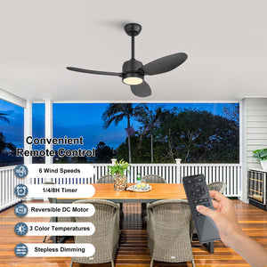 Flowara | 42" 3 Blades Waterproof Ceiling Fan with Light