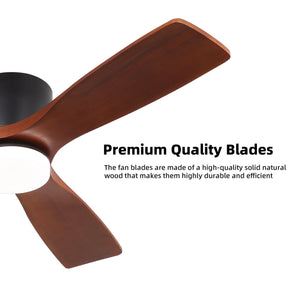 Calmo | 48’’ Flush Monut Wood Blades Ceiling Fan with Light