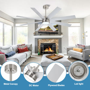 AeroFlow | 72" Wood Blades Ceiling Fan with Light