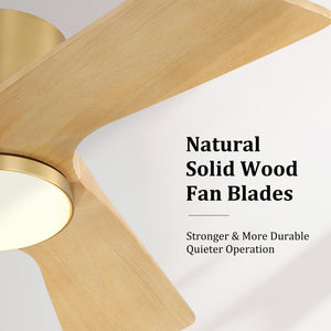 SkyLume | 36" Flush Mount Wood 3 Blades Ceiling Fan with Light