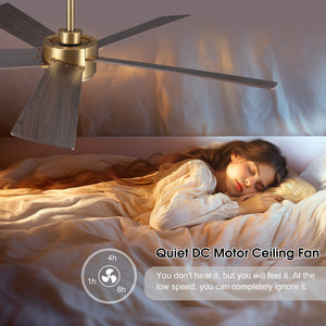 LumiWood | 54" Wood Blades Ceiling Fan with Light