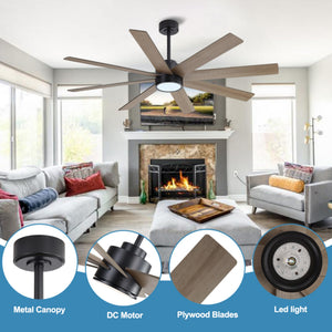 AeroFlow | 60" Wood Blades Ceiling Fan with Light