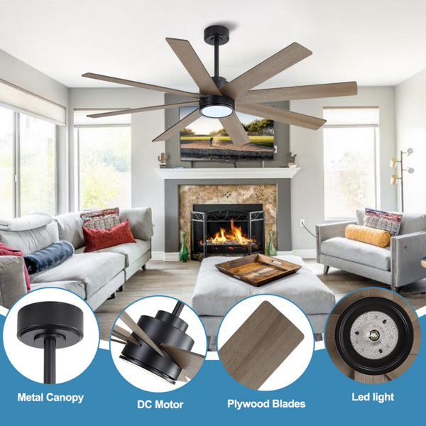 AeroFlow | 60" Wood Blades Ceiling Fan with Light