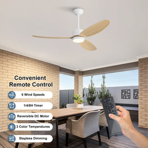 Flowara | 52" 3 Blades Waterproof Ceiling Fan with Light