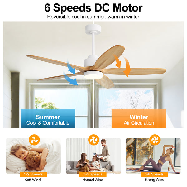 AirVora| 54" Wood Blades Ceiling Fan with Light
