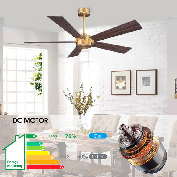 LumiWood | 54" Wood Blades Ceiling Fan