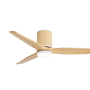 RattanLuxe | 52" Flush Mount Wood Blades Ceiling Fan with Light
