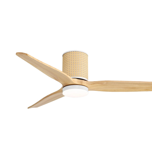 RattanLuxe | 52" Flush Mount Wood Blades Ceiling Fan with Light