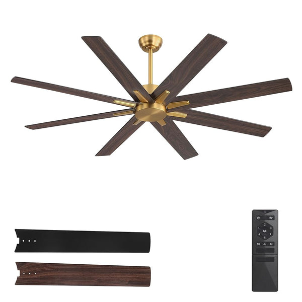 Climora | 64’’ Wood Blades Ceiling Fan with light