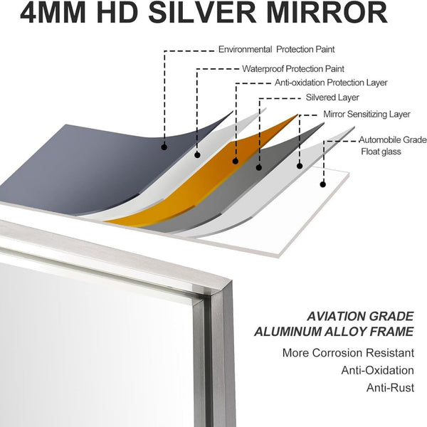 LumiRefine | 26 x 40" Vanity Mirror with Aluminum Frame