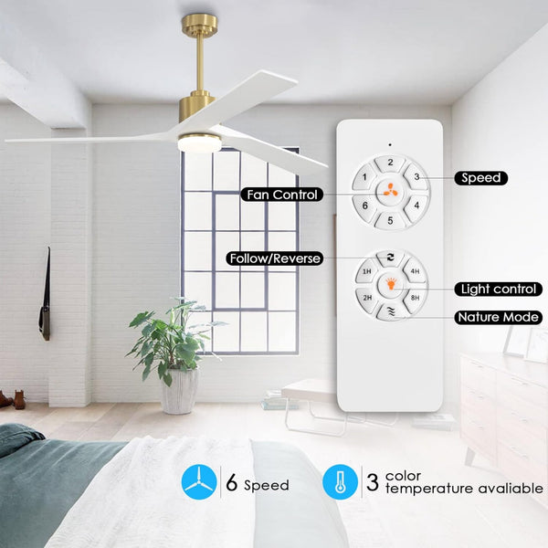 BrisaLux | 64" Wood Blades Ceiling Fan with Light