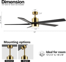 Load image into Gallery viewer, Wingbo Rotating-Pro Reversible Carved Wood Blades Modern Ceiling Fan in Brass Finish with Black Blades
