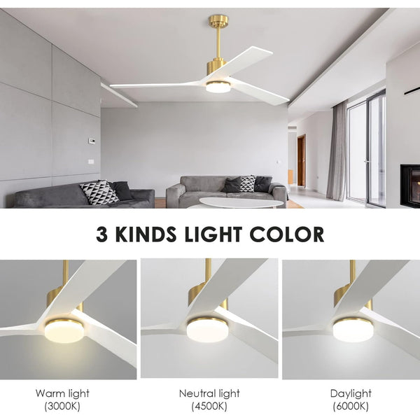 BrisaLux | 64" Wood Blades Ceiling Fan with Light