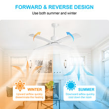 Load image into Gallery viewer, Wingbo Flying-MS DC Ceiling Fan without Lights, 4 Carved Solid Wood Blades,White
