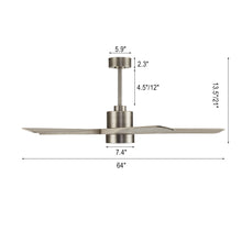Load image into Gallery viewer, Wingbo Rotating-S ABS DC Ceiling Fan with Lights, 5 Blades Antique Nickel &amp; Grey
