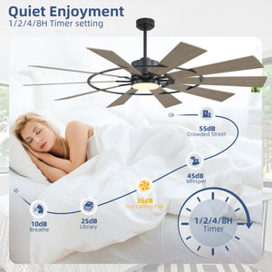 GearBloom | 84" Wood Blades Ceiling Fan with Light