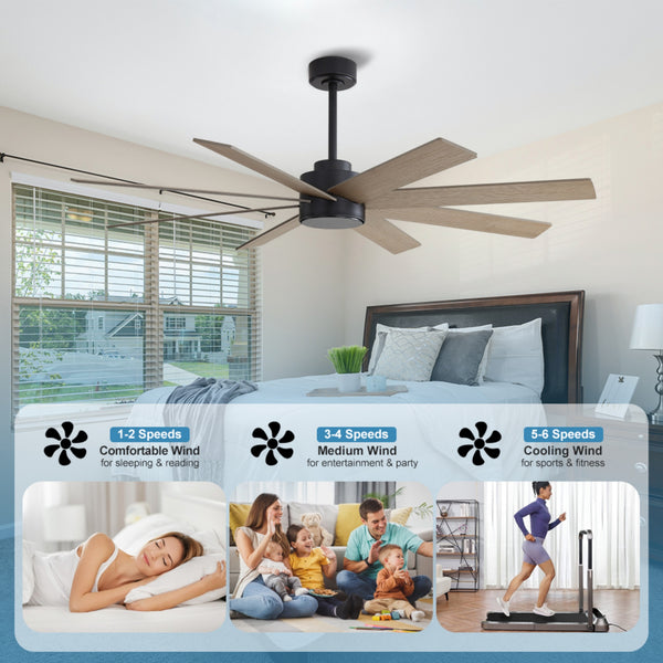 AeroFlow | 60" Wood Blades Ceiling Fan with Light