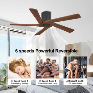 HaloAir | 48" Flush Mount Wood Blades Ceiling Fan