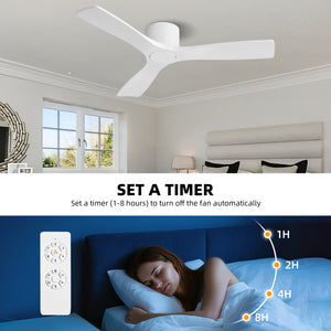 Calmo | 48’’ Flush Mount Wood Blades Ceiling Fan