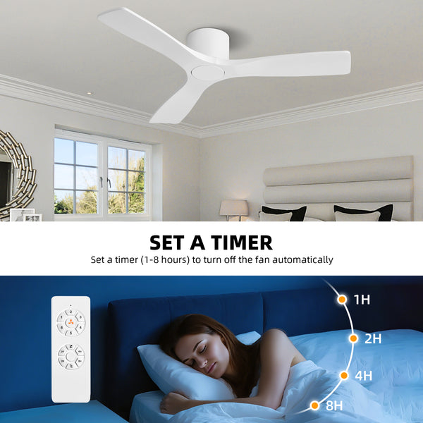 Calmo | 48’’ Flush Mount Wood Blades Ceiling Fan