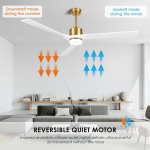 BrisaLux | 64" Wood Blades Ceiling Fan with Light