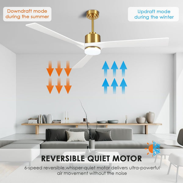 BrisaLux | 64" Wood Blades Ceiling Fan with Light