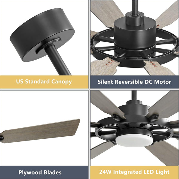 AeroMax | 60" Wood Blades Ceiling Fan with Light