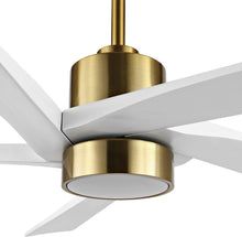 Load image into Gallery viewer, Wingbo Rotating-Pro Reversible Carved Wood Blades Modern Ceiling Fan in Brass Finish with White Blades
