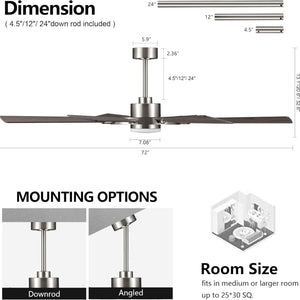 AeroMax | 72" Wood Blades Ceiling Fan with Light
