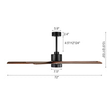 Load image into Gallery viewer, Wingbo Rotating-Pro Reversible Carved Wood Blades Modern Ceiling Fan in Matte Black Finish with Walnut Blades
