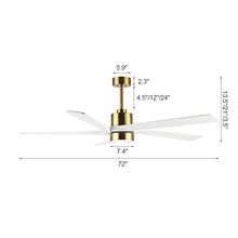 Load image into Gallery viewer, Wingbo Rotating-Pro Reversible Carved Wood Blades Modern Ceiling Fan in Brass Finish with White Blades
