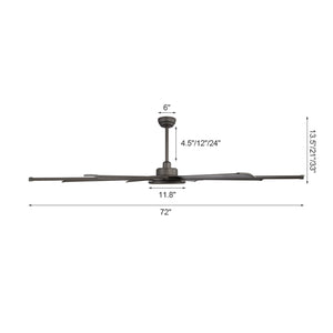 SkySpan | 72" Aluminum Blades Ceiling Fan with Light